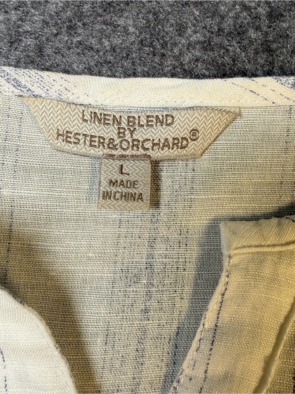 Hester & Orchard Linen Cotton Tunic Blouse L Blue White Stripe Coastal - Picture 6 of 11